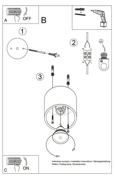 Ciemnoszara lampa punktowa ø 10 cm Roda – Sollux