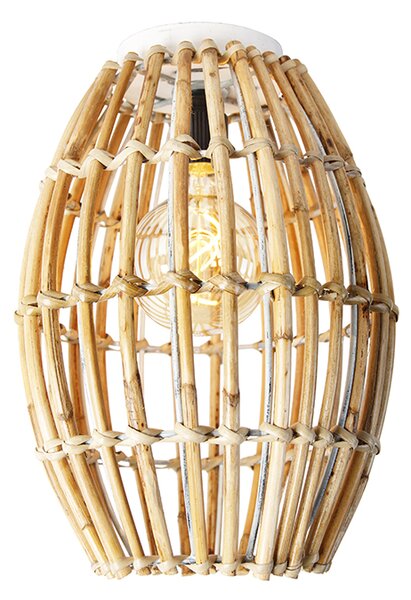 Lampa sufitowa rustykalna bambus i biała - Canna Capsule