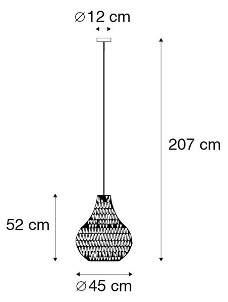 Retro lampa wisząca czarna 45 cm - Lina Drop Oswietlenie wewnetrzne