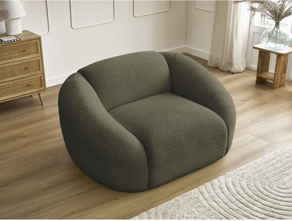 Zielony fotel z materiału bouclé Tina – Bobochic Paris