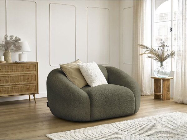 Zielony fotel z materiału bouclé Tina – Bobochic Paris