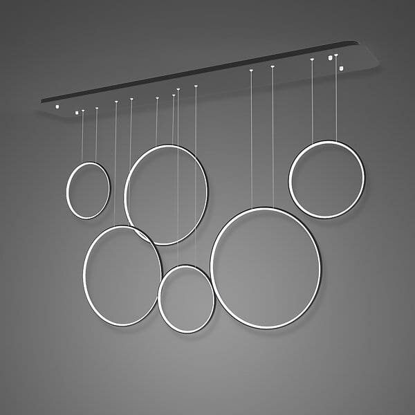 Altavola Design: Lampa wisząca Ledowe Okręgi no. 8 czarna 180 cm in 3k