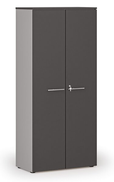 Szafa biurowa z drzwiami PRIMO GRAY, 800 x 420 x 1781 mm, szary/grafit