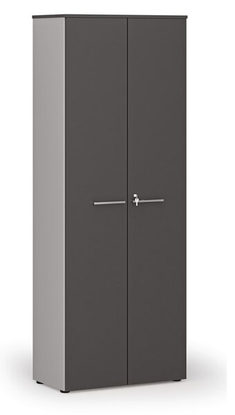 Szafa biurowa z drzwiami PRIMO GRAY, 800 x 420 x 2128 mm, szary/grafit