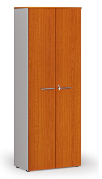 Szafa biurowa z drzwiami PRIMO GRAY, 800 x 420 x 2128 mm, szary/wiśnia