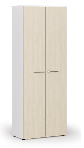 Szafa biurowa z drzwiami PRIMO WHITE, 800 x 420 x 2128 mm, biały/brzoza