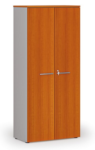 Szafa biurowa z drzwiami PRIMO GRAY, 800 x 420 x 1781 mm, szary/wiśnia