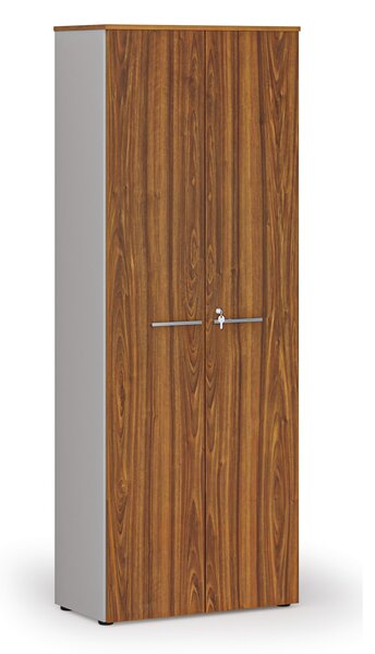 Szafa biurowa z drzwiami PRIMO GRAY, 800 x 420 x 2128 mm, szary/orzech