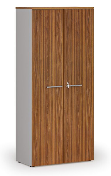 Szafa biurowa z drzwiami PRIMO GRAY, 800 x 420 x 1781 mm, szary/orzech