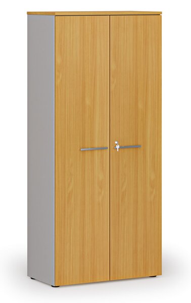 Szafa biurowa z drzwiami PRIMO GRAY, 800 x 420 x 1781 mm, szary/buk