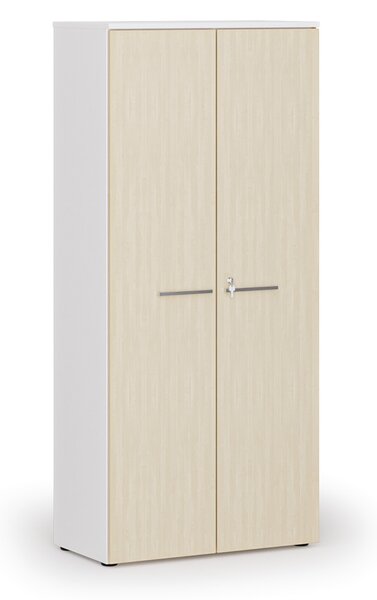 Szafa biurowa z drzwiami PRIMO WHITE, 800 x 420 x 1781 mm, biały/brzoza