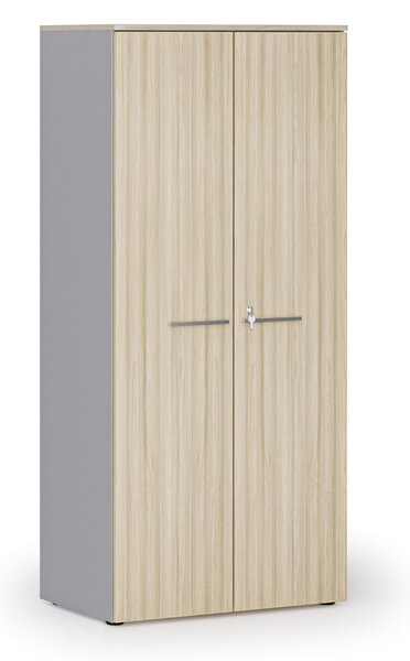 Szafa biurowa z drzwiami PRIMO GRAY, 800 x 500 x 1781 mm, szary/dąb naturalny