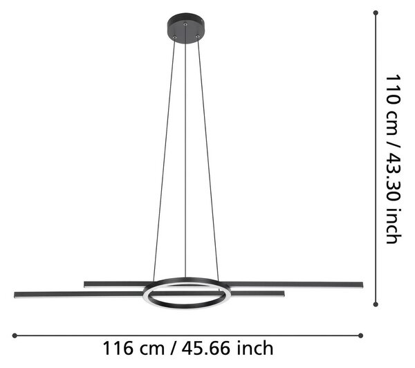 EGLO Inteligentna lampa wisząca Zillerio-Z, możliwość ściemniania, czarny, salon / jadalnia, aluminium, nowoczesny