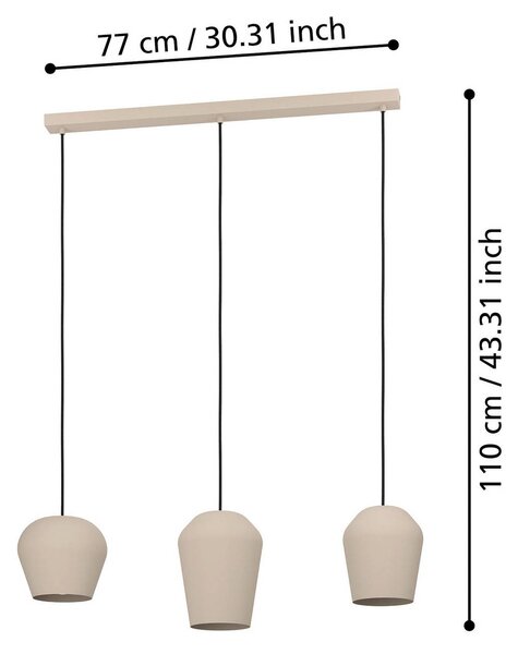 EGLO Lampa wisząca Cambaito, możliwość ściemniania, kremowy / amber, salon / jadalnia, metal, nowoczesny