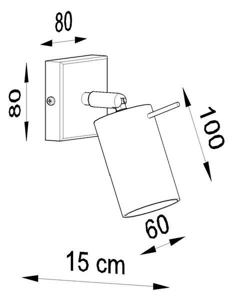 Czarna metalowa lampa punktowa 8x8 cm Etna – Sollux