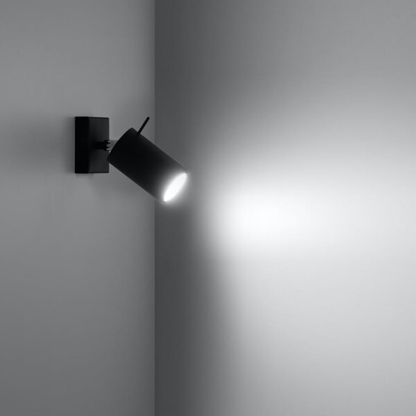 Czarna metalowa lampa punktowa 8x8 cm Etna – Sollux