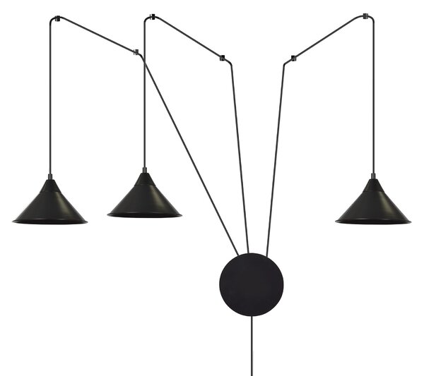 Abramo 3 Black 160/3 Lampa Sufitowa Wisząca Regulowana Najnowszy Design Czarna Loft