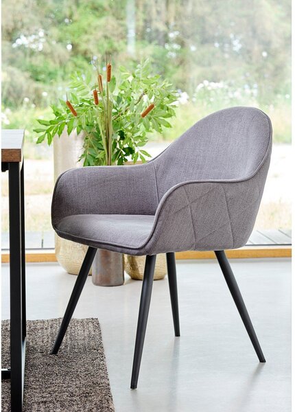Szary tapicerowany fotel jadalniany z podłokietnikami Minto – Unique Furniture