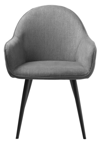 Szary tapicerowany fotel jadalniany z podłokietnikami Minto – Unique Furniture