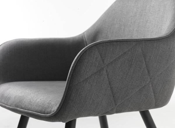 Szary tapicerowany fotel jadalniany z podłokietnikami Minto – Unique Furniture