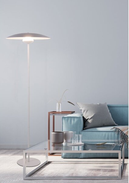 Biała lampa stojąca LED z metalowym kloszem (wysokość 140 cm) Lund – Candellux Lighting