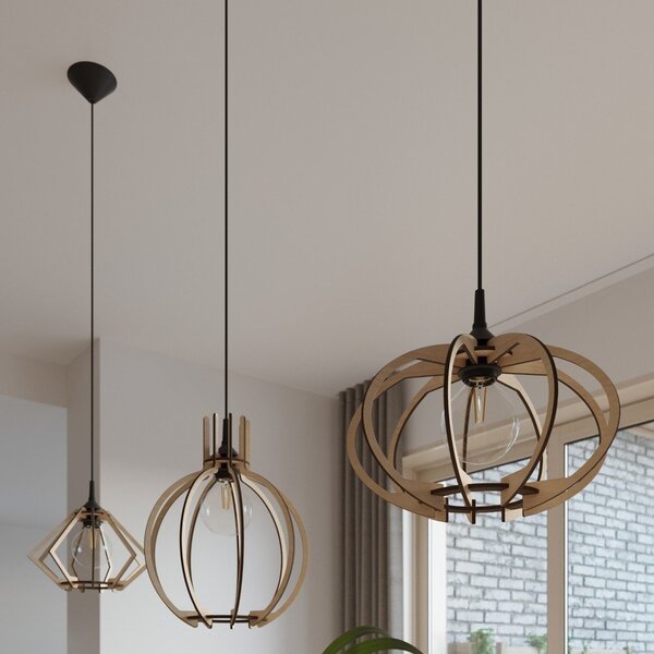 Lampa wisząca z drewnianym kloszem ø 27,5 cm Toranja – Sollux