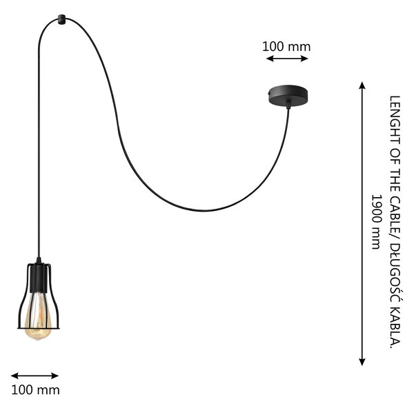 Lampa wisząca czarna Tube W-KM 1924/1K BK