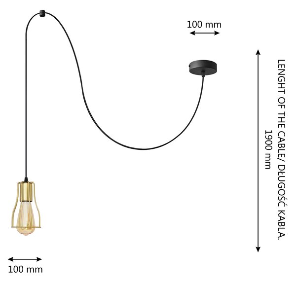 Lampa wisząca czarno-złota Tube W-KM 1924/1K BK+GO MAT