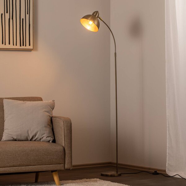 Lampa stojąca Varzan Opviq, mosiężny / złoty, salon / jadalnia, metal