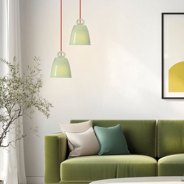 Zielony żyrandol dziecięcy z ceramicznym kloszem Sewilla – Candellux Lighting