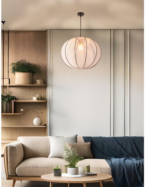 Biała lampa wisząca z tekstylnym kloszem ø 52 cm Mellow – Candellux Lighting