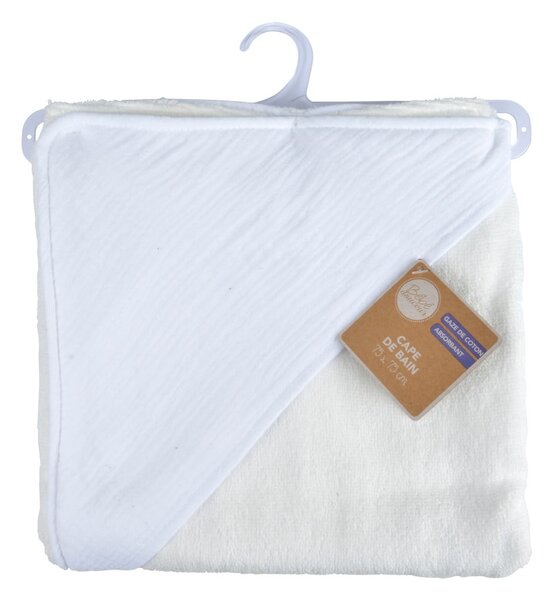 Biały muślinowy ręcznik dziecięcy z kapturem 75x75 cm – Bébé Douceur