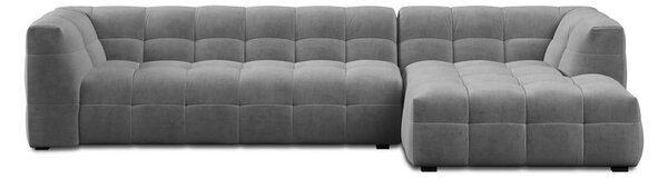 Szary aksamitny narożnik Windsor & Co Sofas Vesta, prawostronny