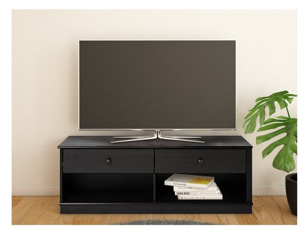 Ciemnobrązowa szafka pod TV z litego drewna sosnowego 137x47 cm Anita – Støraa