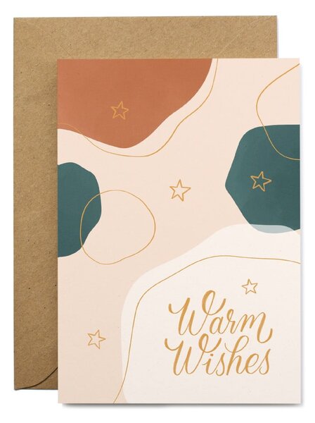 Kartka świąteczna z papieru z recyklingu z kopertą Printintin Warm Wishes, format A6