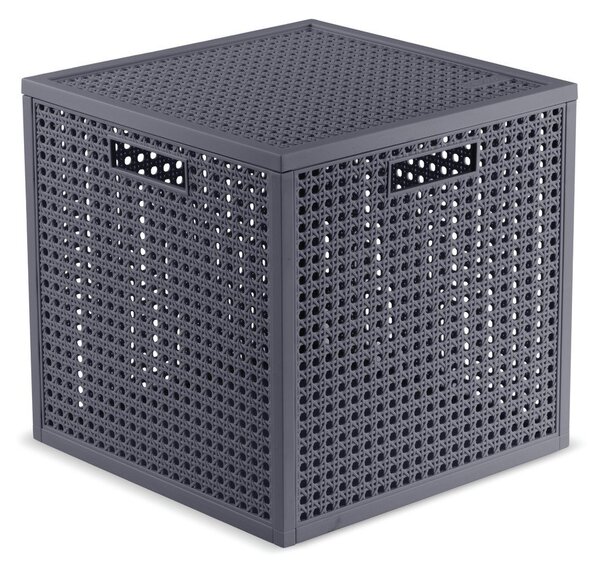 Ciemnoszary pojemnik z pokrywką z plastiku z recyklingu 28x28x28 cm Kaya Cube – Curver