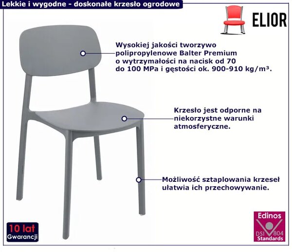Szare minimalistyczne krzesło do ogrodu W5-F02