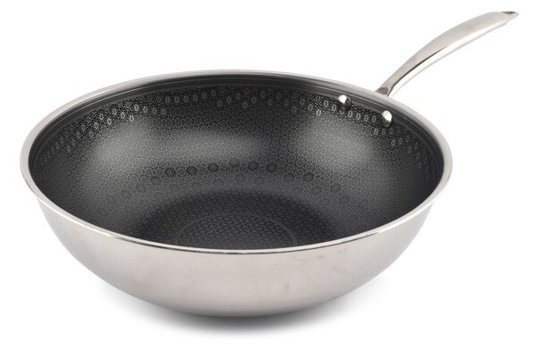 Patelnia z powłoką nieprzywierającą wok ze stali nierdzewnej ø 31,5 cm Fusion – BonBistro