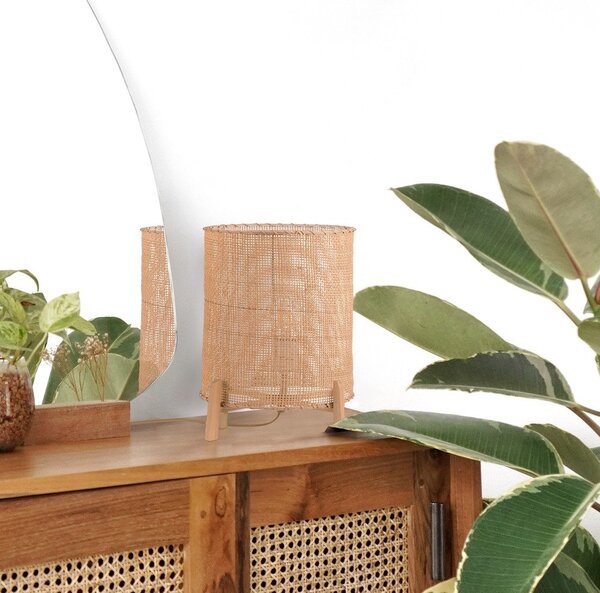Rattanowa lampa stołowa SULION Wala, wys. 35 cm