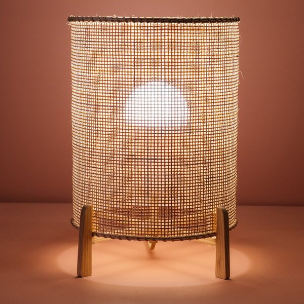 Rattanowa lampa stołowa SULION Wala, wys. 35 cm