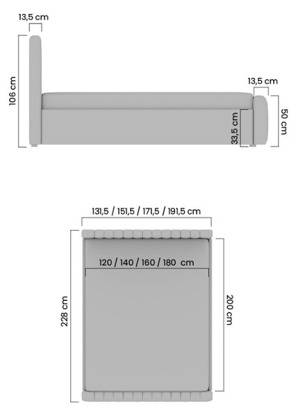 Łóżko tapicerowane Livani 160x200 z pojemnikiem - beżowy welur Velluto 2