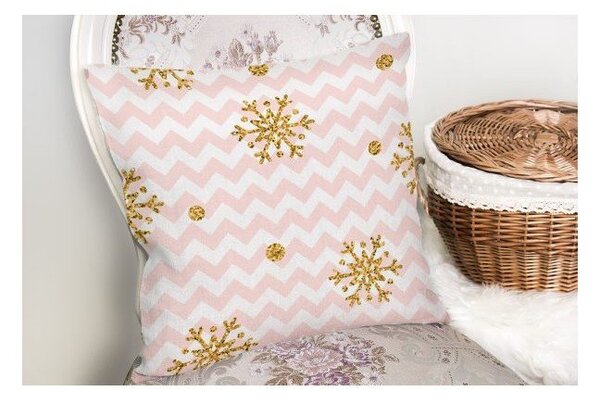 Świąteczna poszewka na poduszkę Minimalist Cushion Covers Golden Snowflakes, 42x42 cm