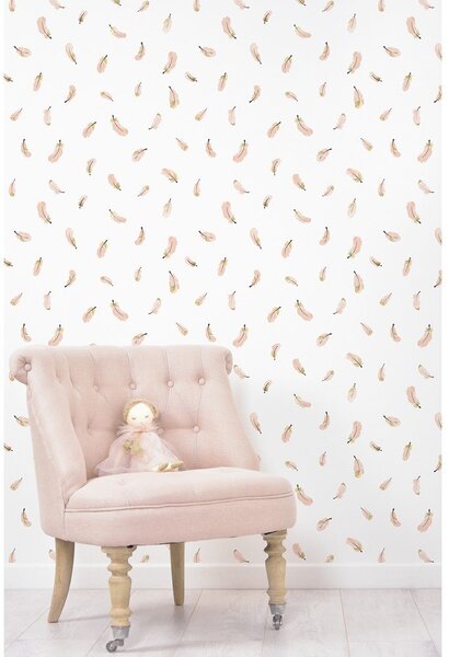 Tapeta dziecięca 10 m x 50 cm Gold Feathers – Lilipinso
