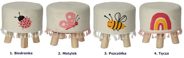 Drewniany okrągły stołek dziecięcy tęcza S8-B60