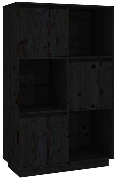 Czarny drewniany regał z 3 szafkami - Ovos 4X