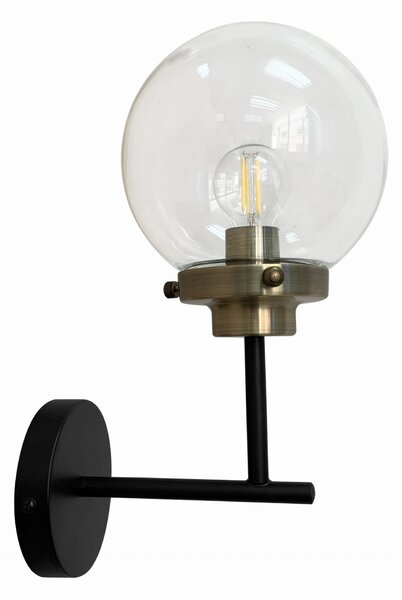 Lens lampa kinkiet czarny+patynowy matowy 1x40w e14 klosz bezbarwny
