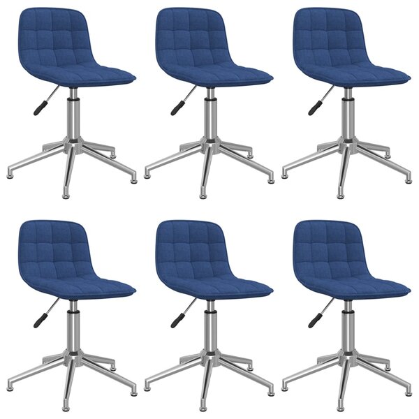 Obrotowe krzesła do jadalni, 6 szt., niebieskie, tkanina