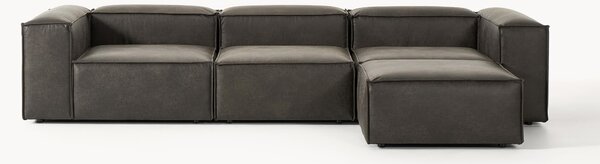 Sofa modułowa ze skóry z recyklingu z pufem Lennon (4-osobowa)