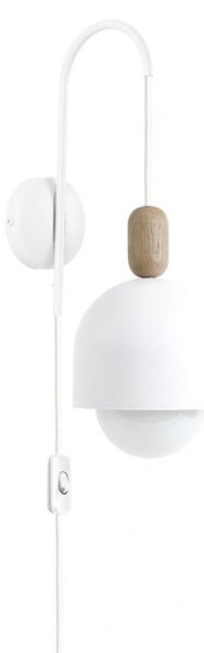 Lampa ścienna Loft Ovoi biały strukturalny kinkiet z wtyczką i włącznikiem KOLOROWE KABLE