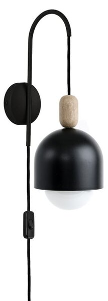 Lampa ścienna Loft Ovoi czarny strukturalny kinkiet z wtyczką i włącznikiem KOLOROWE KABLE